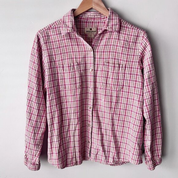 Woolrich Women's VTG Pink Plaid 100% Cotton BRY Size M Cabincore Fisherman - Picture 1 of 6